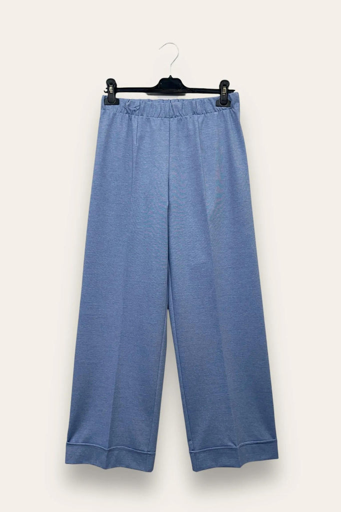 LOVEme Pantalone punto milano a palazzo con orlo alto