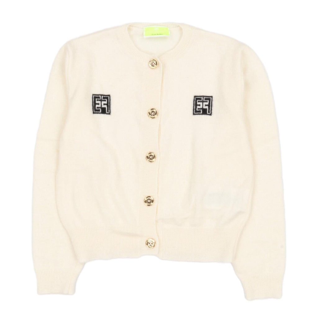 ELISABETTA FRANCHI La Mia Bambina CARDIGAN CON DOPPIO INTARSIO LOGO BURRO