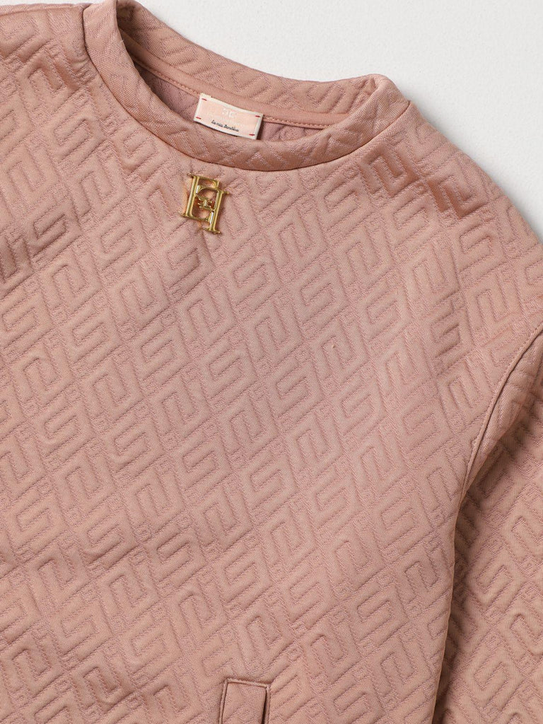 ELISABETTA FRANCHI La Mia Bambina ABITO IN FELPA EMBOSSED LOGO INCASTRO NERO