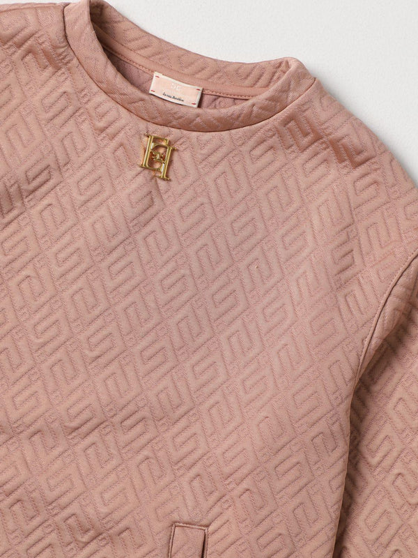 ELISABETTA FRANCHI La Mia Bambina ABITO IN FELPA EMBOSSED LOGO INCASTRO NERO