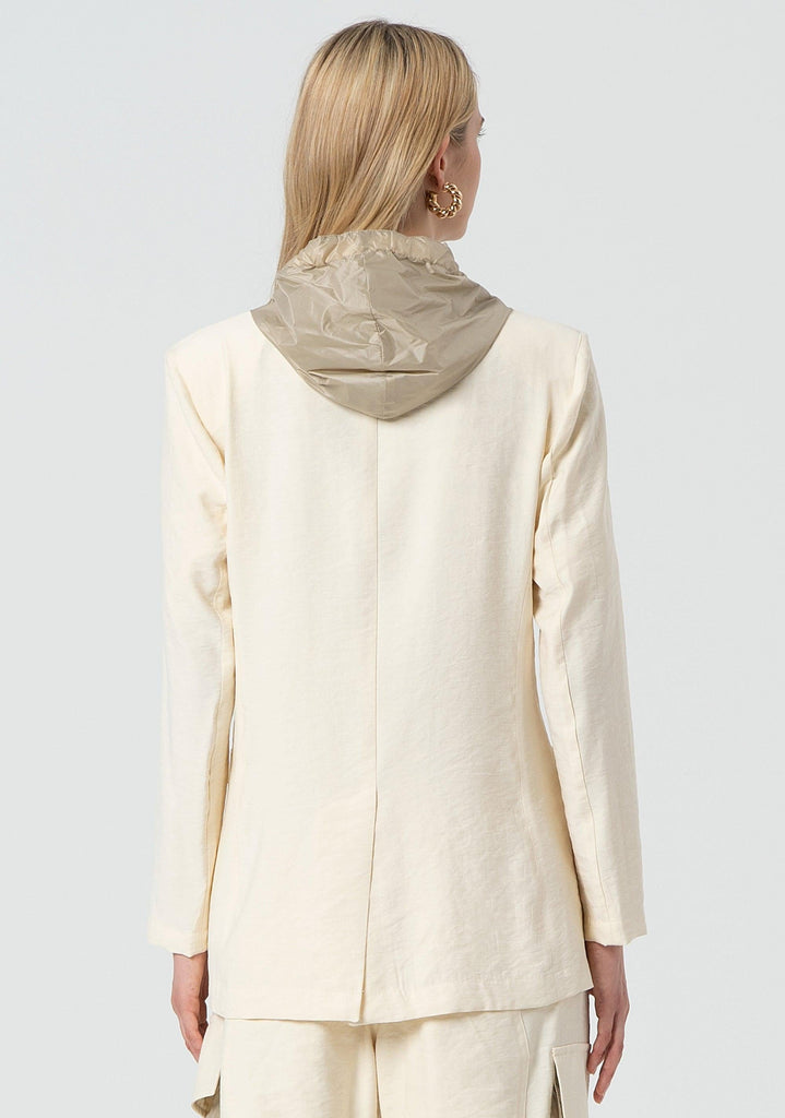 FRACOMINA LONG HOODED BLAZER BUTTER