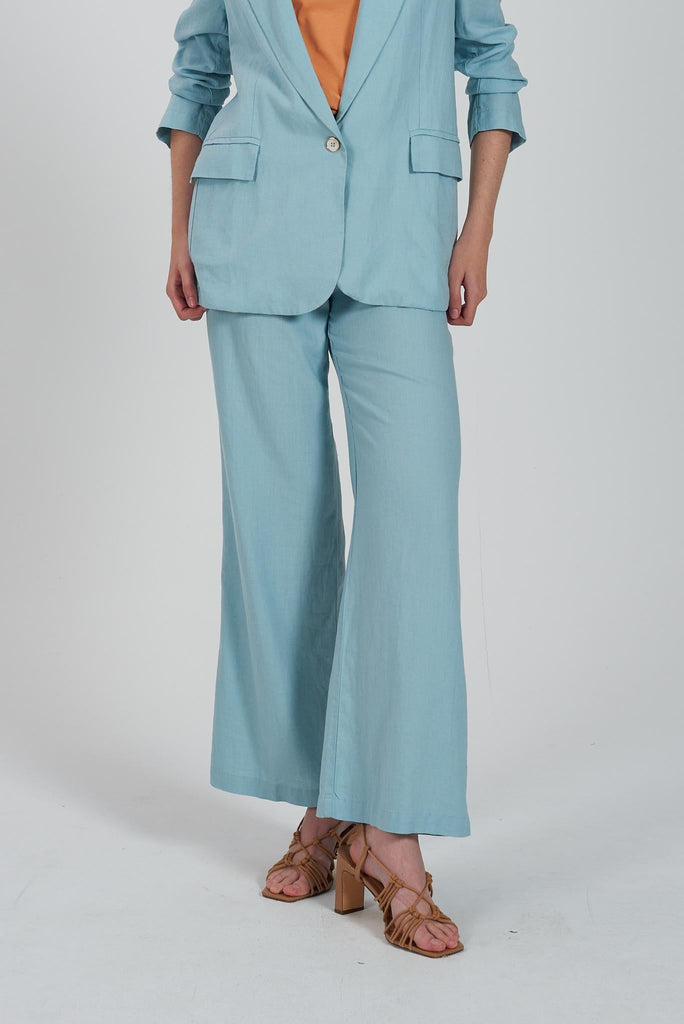 YES ZEE PANTALONE DONNA IN MISTO LINO
