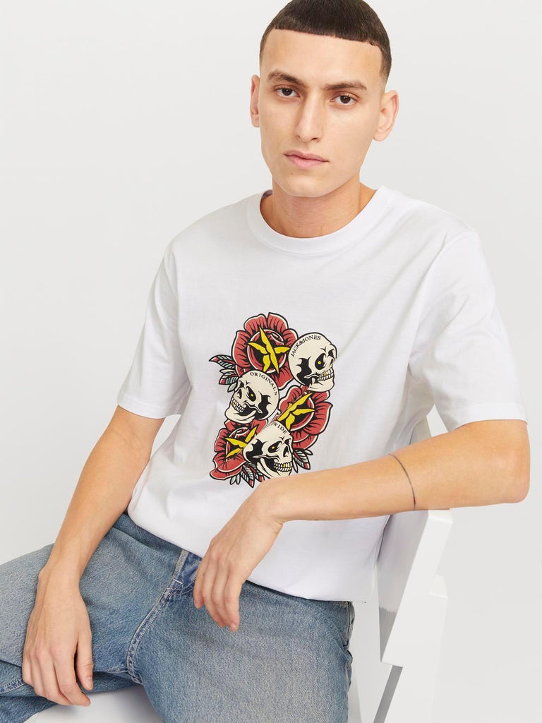 JACK AND JONES JORANATOMY SKULL TEE SS CREW NECK SN