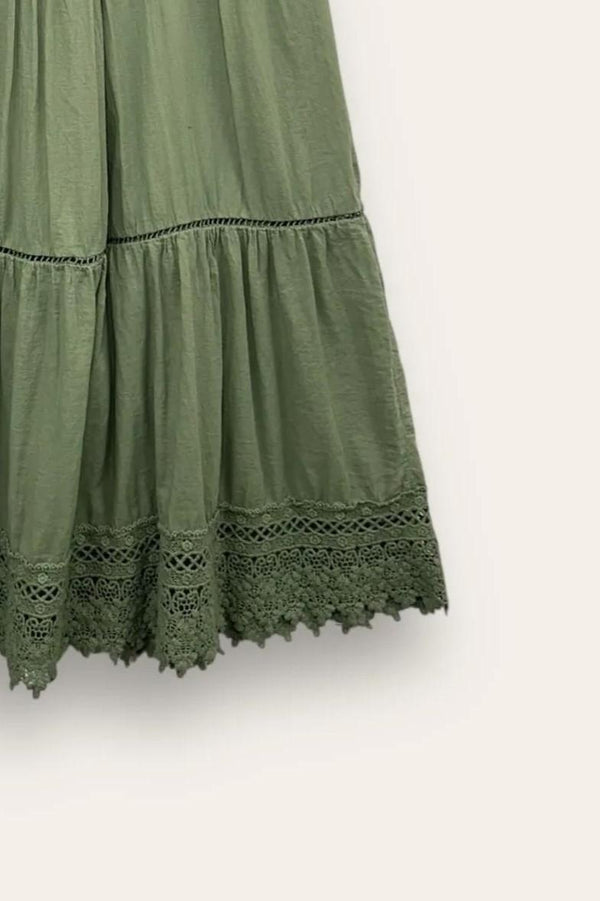LOVEme Gonna a balze in mussola di cotone con pizzo al fondo