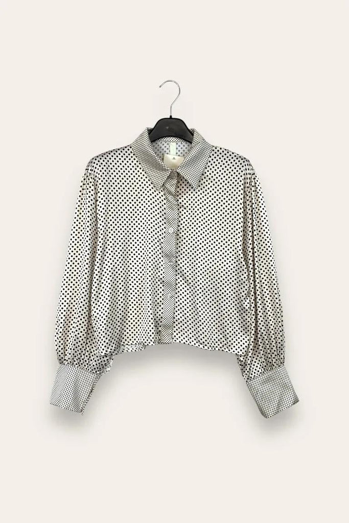 LOVEme Camicia crop a pois con profilo a pois più piccolo