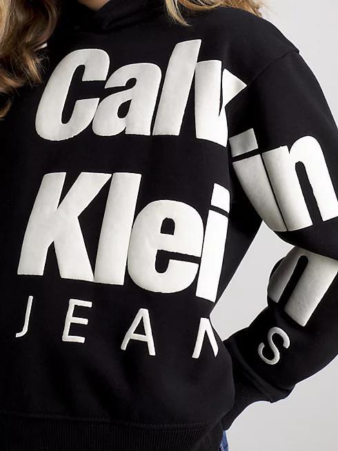 CALVIN KLEIN JEANS BLOWN-UP LOGO FLEECE HOODIE