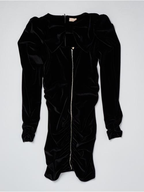 ELISABETTA FRANCHI La Mia Bambina ABITO IN VELLUTO STRETCH CON APPLICAZIONE STRASS NERO