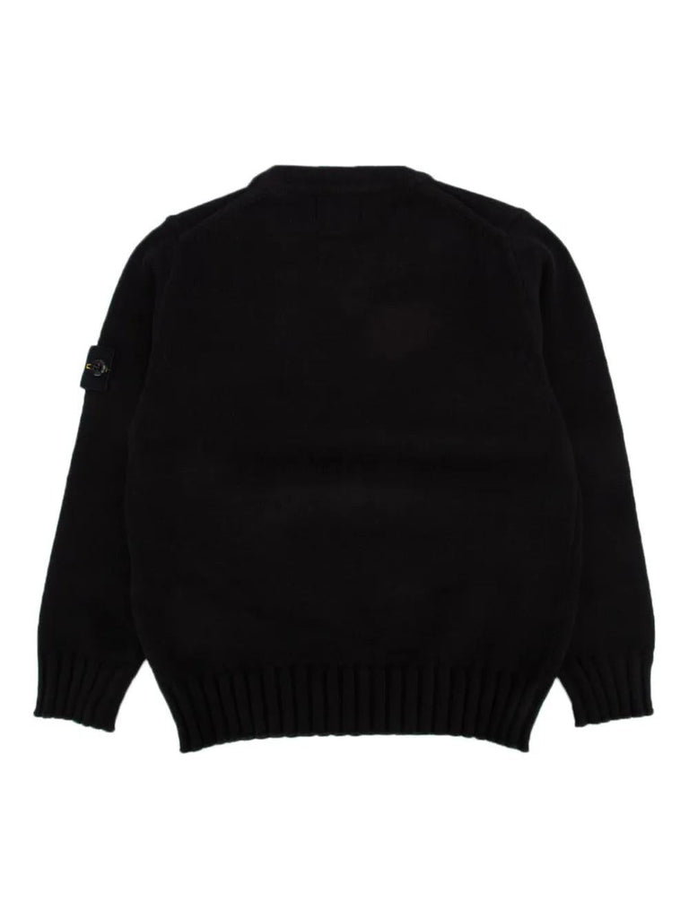 STONE ISLAND JUNIOR Maglione Girocollo In Cotone Bianco