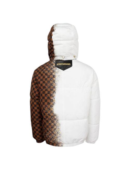 SPRAYGROUND WHITE SPRAY CHECKERED DOWN JACKET
