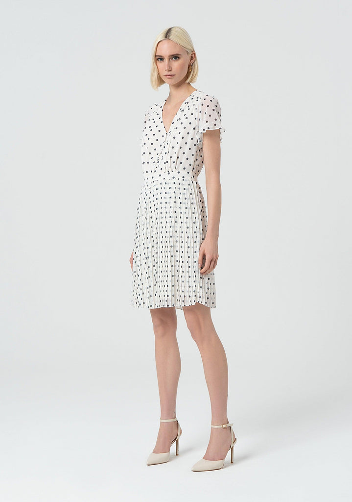 FRACOMINA SHORT PRINTED DRESS CREAMBLUE
