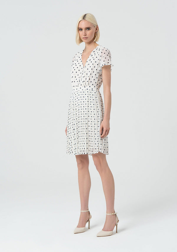 FRACOMINA SHORT PRINTED DRESS CREAMBLUE