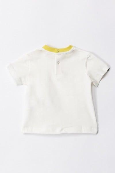 ELISABETTA FRANCHI La Mia Bambina T-SHIRT CON COSTINA E RICAMO LOGO CEDRO/AVORIO
