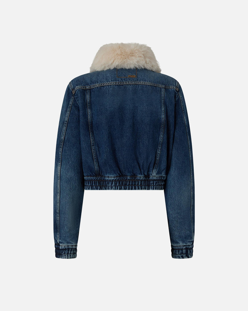 PINKO BEATO BOMBER OCEAN WAVE DENIM