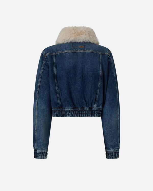 PINKO BEATO BOMBER OCEAN WAVE DENIM