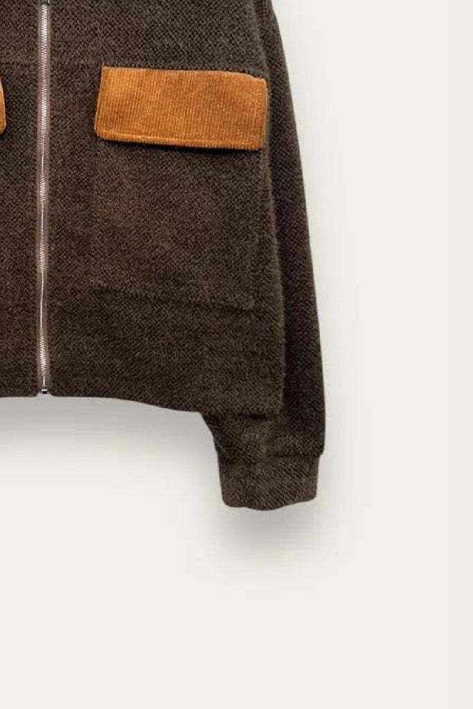 LOVEme Giacca pelosetta con colletto e tasche in velluto