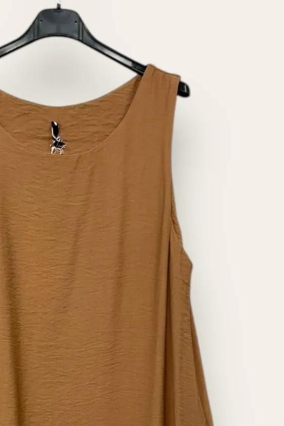 LOVEme Abito svasato smanicato in viscosa goffrata