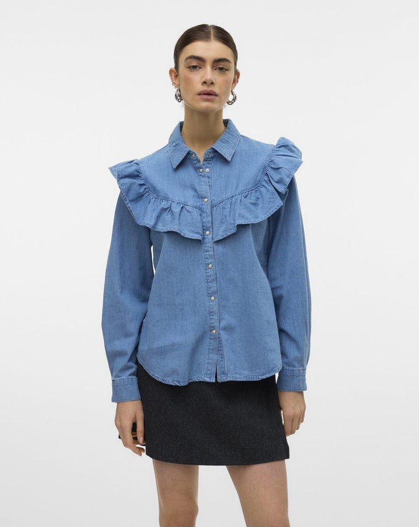 VERO MODA VMULI LS FRILL DNM SHIRT YO373