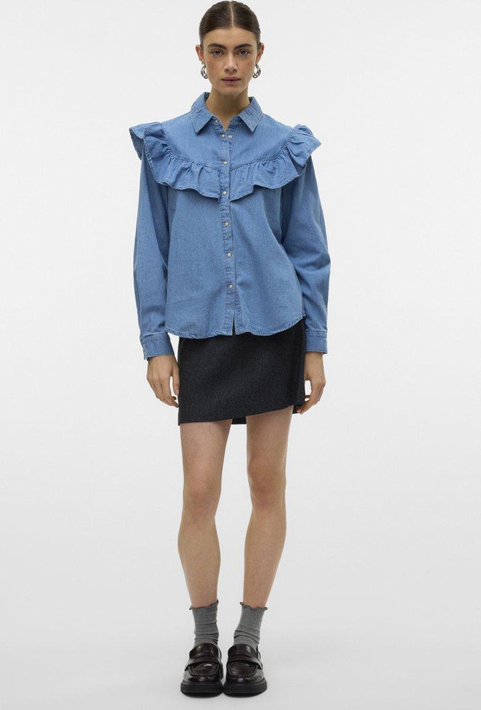 VERO MODA VMULI LS FRILL DNM SHIRT YO373