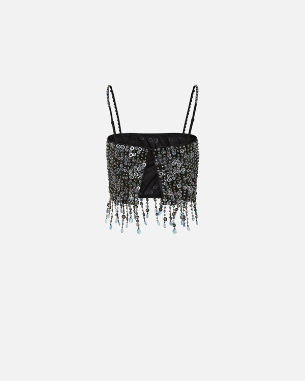 PINKO PONGO TOP PAILLETTES E CRISTAL