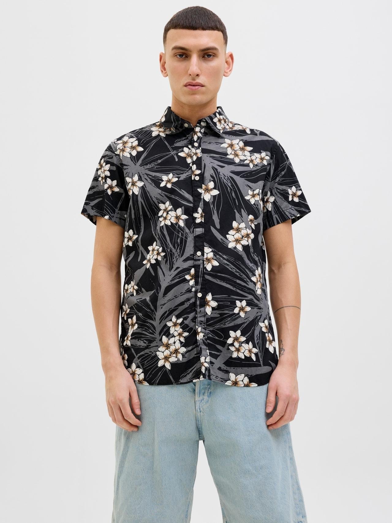 JACK AND JONES JJHAWAII AOP SHIRT SS LN