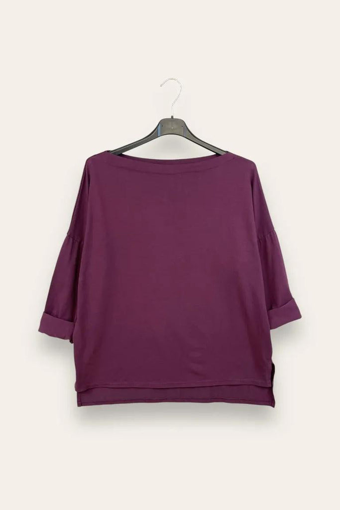 LOVEme Maglietta scollo a barca tinta unita