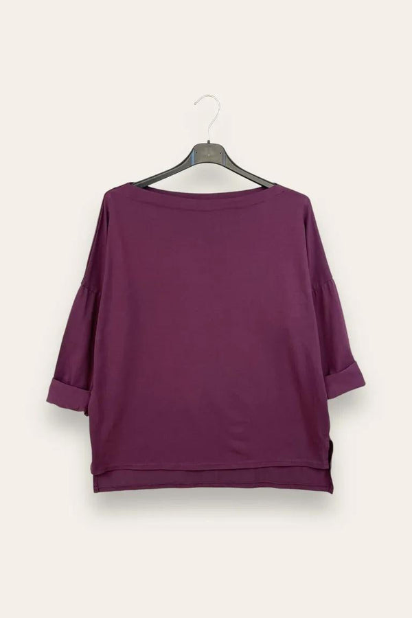 LOVEme Maglietta scollo a barca tinta unita