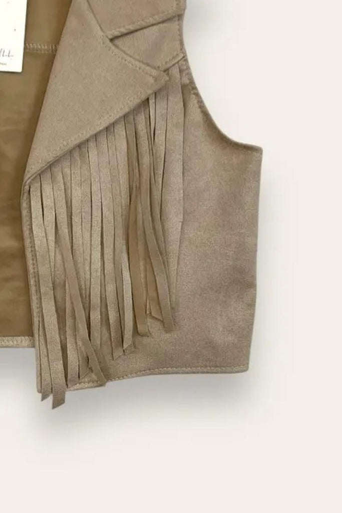 LOVEme Gilet scamosciato aperto con frange
