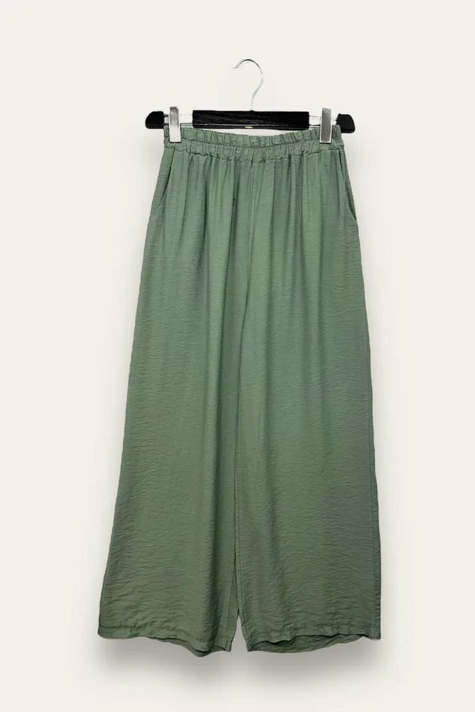 LOVEme Pantalone a palazzo in viscosa goffrata