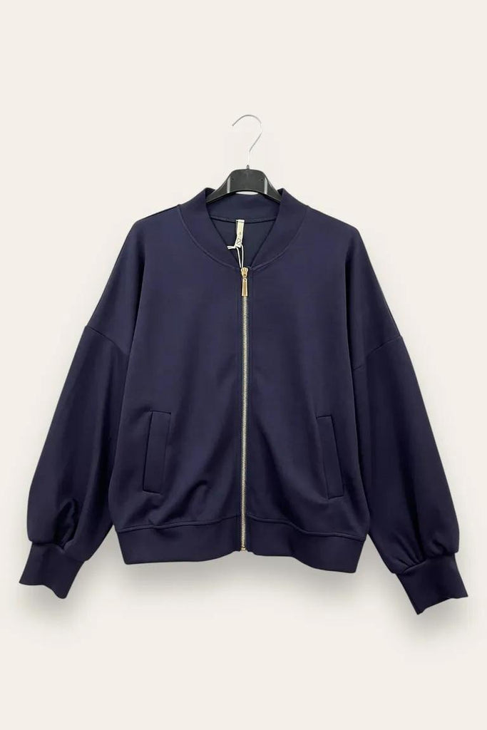LOVEme Felpa bomber in scuba, zip e tasche