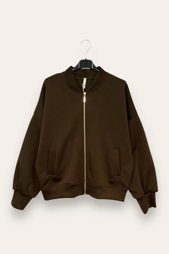 LOVEme Felpa bomber in scuba, zip e tasche