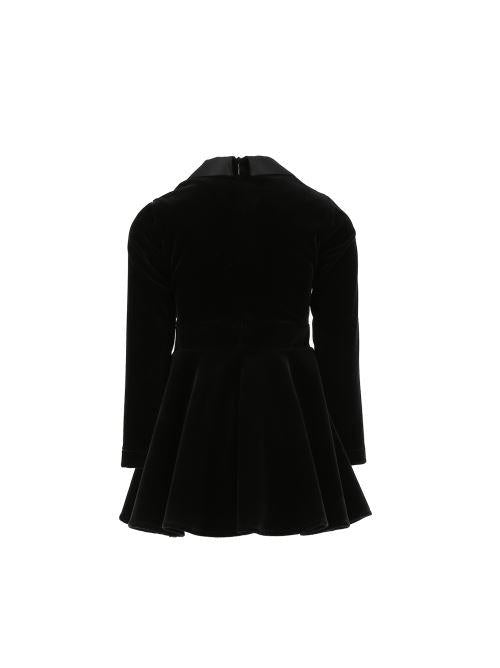 ELISABETTA FRANCHI La Mia Bambina ABITO IN VELLUTO CON PLACCA LOGO NERO