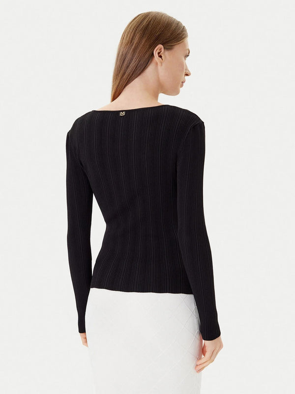 GUESS MARCIANO KATHLEEN RIBBED LS RN TOP SWTR