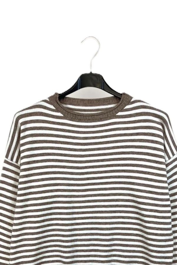 LOVEme Maglia girocollo a righe bicolore