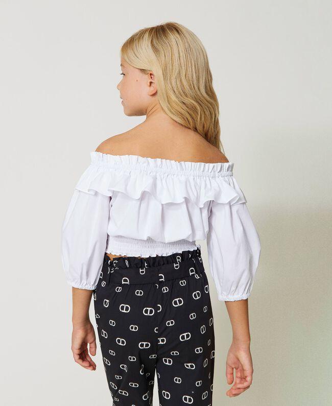 TWINSET BLUSA IN POPELINE CON VOLANT E MANICA 3/4