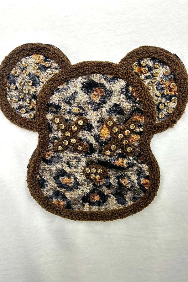 LOVEme T-shirt stampa maculata, teddy e strass