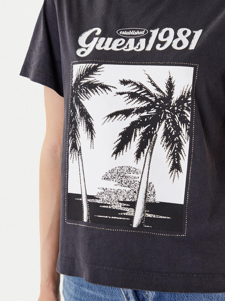 GUESS SS PALM PRINT WASHED TEE