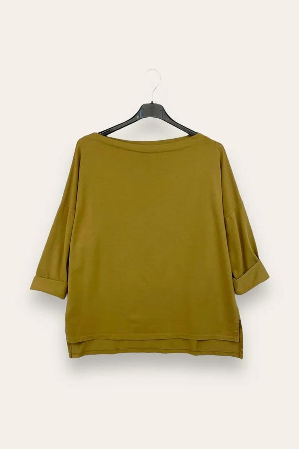 LOVEme Maglietta scollo a barca tinta unita