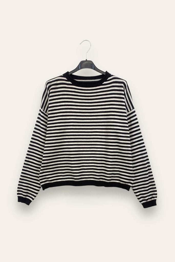 LOVEme Maglia girocollo a righe bicolore