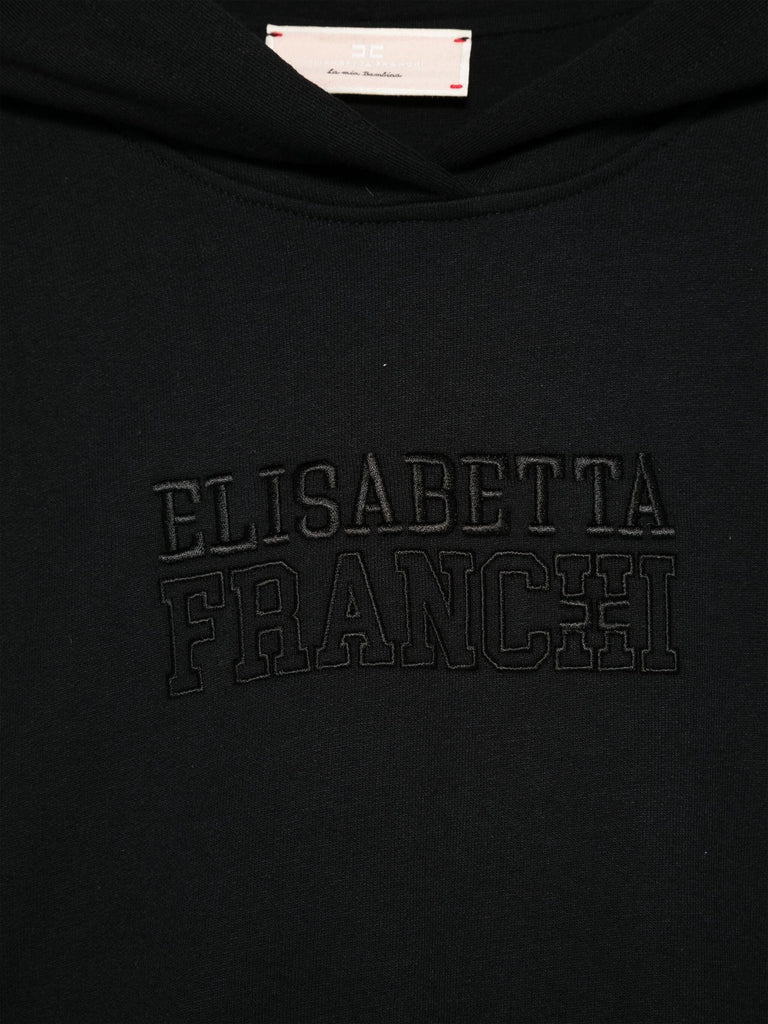 ELISABETTA FRANCHI La Mia Bambina FELPA CROPPED CON CAPPUCCIO E RICAMO