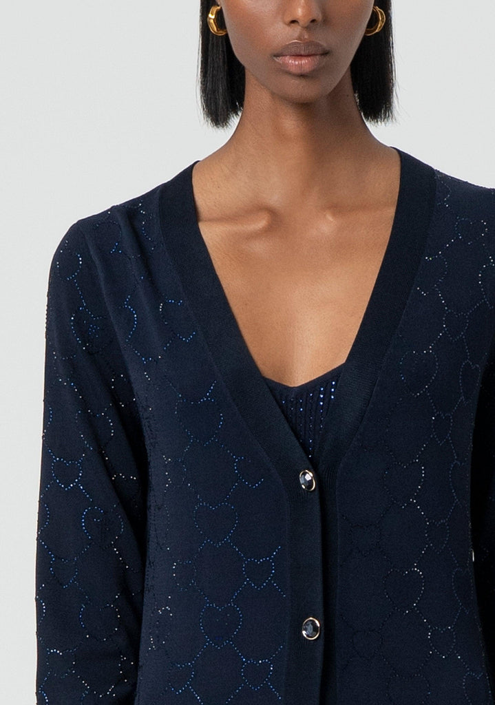 FRACOMINA EMBELLISHED V-NECKLINE CARDIGAN DAR