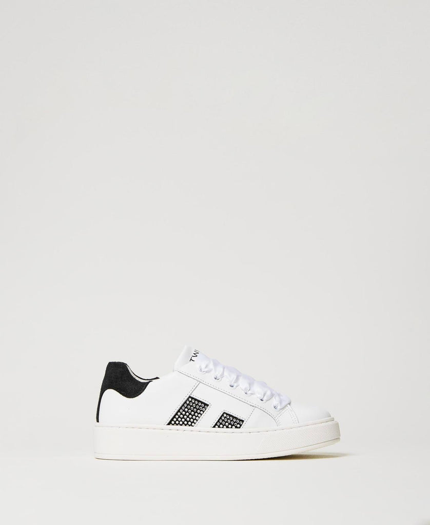 TWINSET SNEAKER BASSA CON STRASS IN PELLE