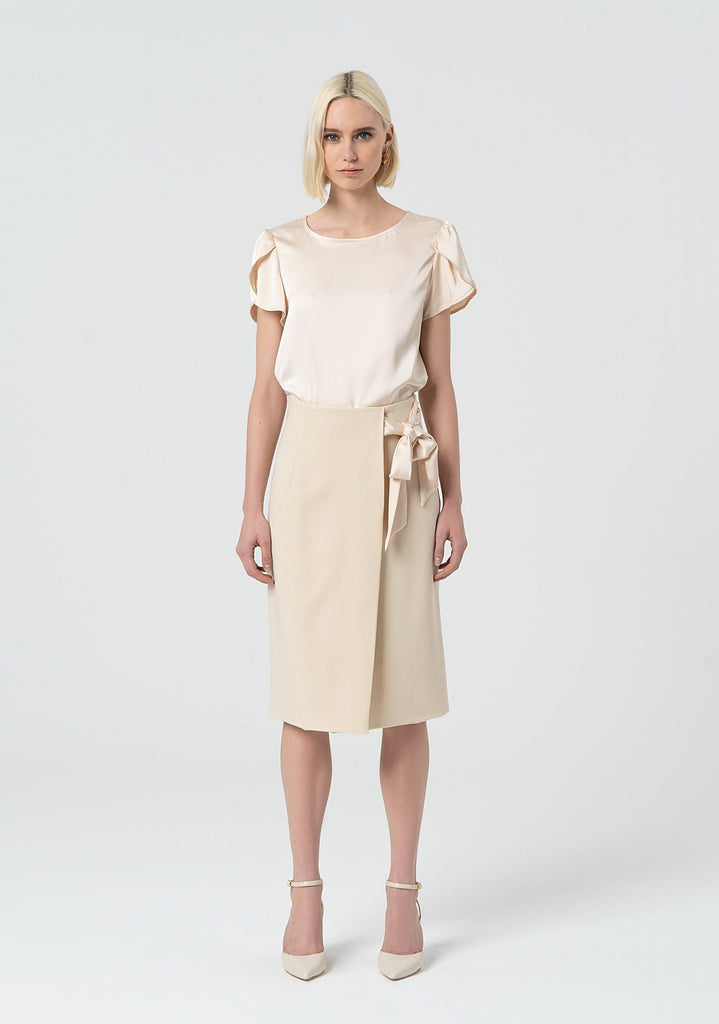 FRACOMINA MIDI SKIRT WITH FAKE BOW CLOSURE SA