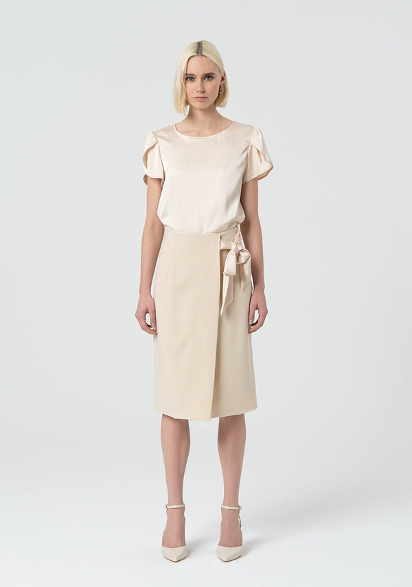 FRACOMINA MIDI SKIRT WITH FAKE BOW CLOSURE SA