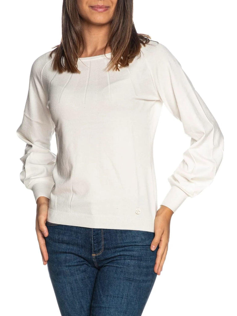 YES ZEE MAGLIA DONNA GIROCOLLO, MANICHE A SBUFFO