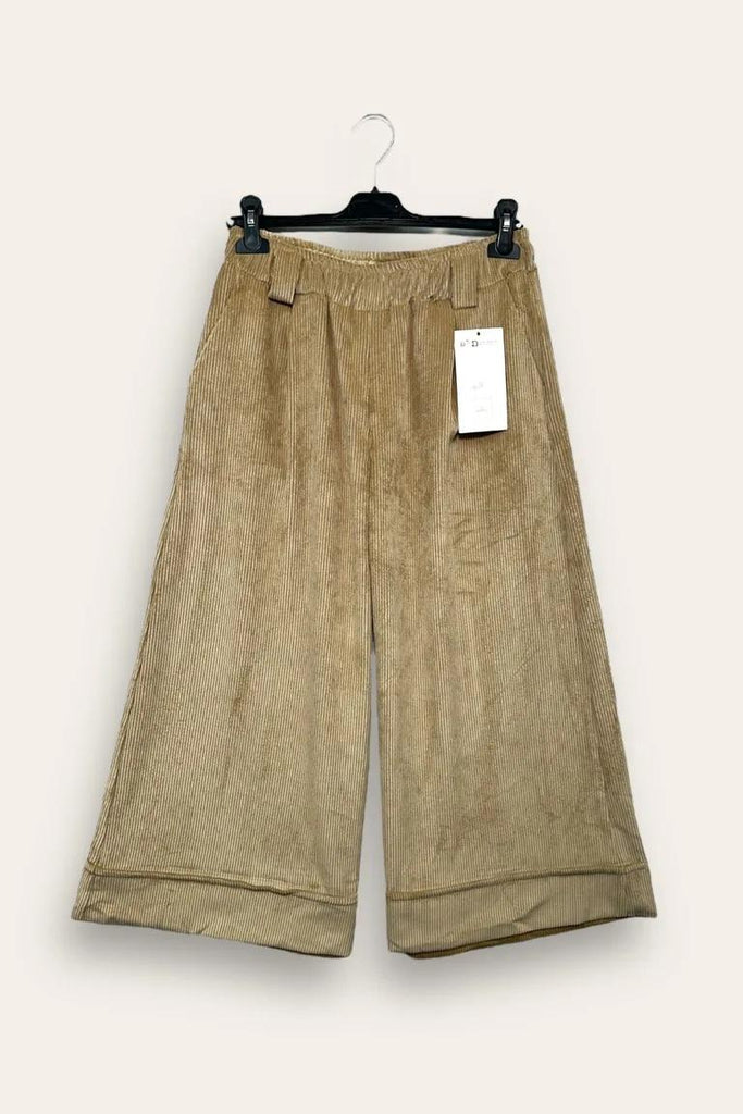 LOVEme Pantalone gaucho in velluto a coste con risvolto al fondo