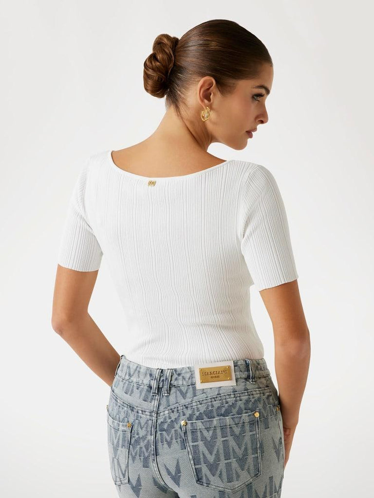 GUESS MARCIANO KATHLEEN SS RIBBED TOP SWTR
