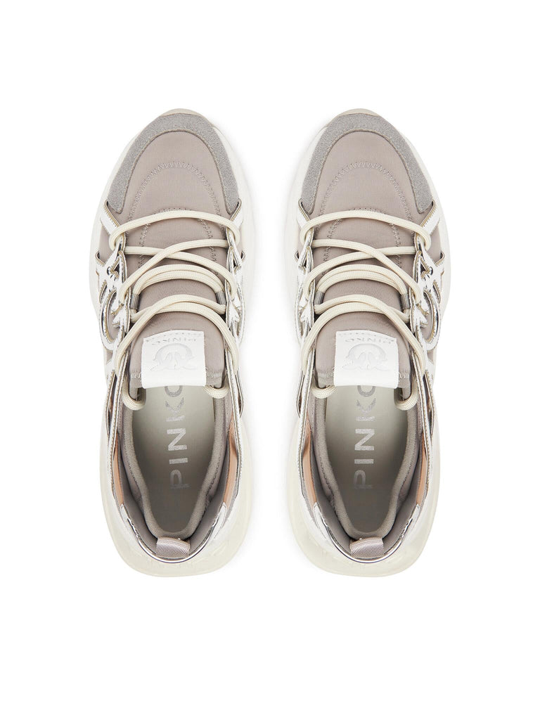 PINKO ARIEL 01 - SNEAKER SATIN/COW SUEDE/MIRROR CAGE