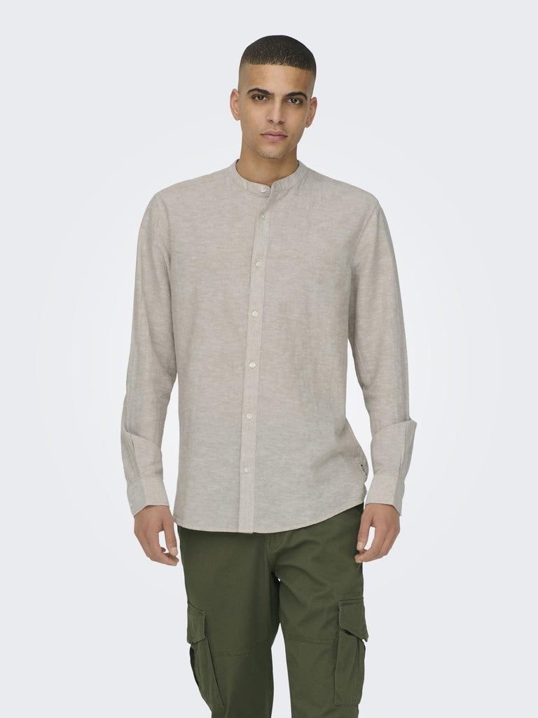 ONLY&SONS ONSCAIDEN LS SOLID LINEN MAO SHIRT NOOS