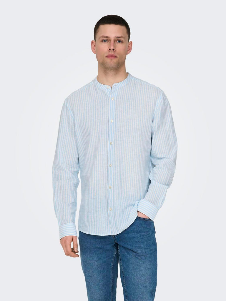 ONLY&SONS ONSCAIDEN LIFE LS MAO STRIPE LINEN NOOS