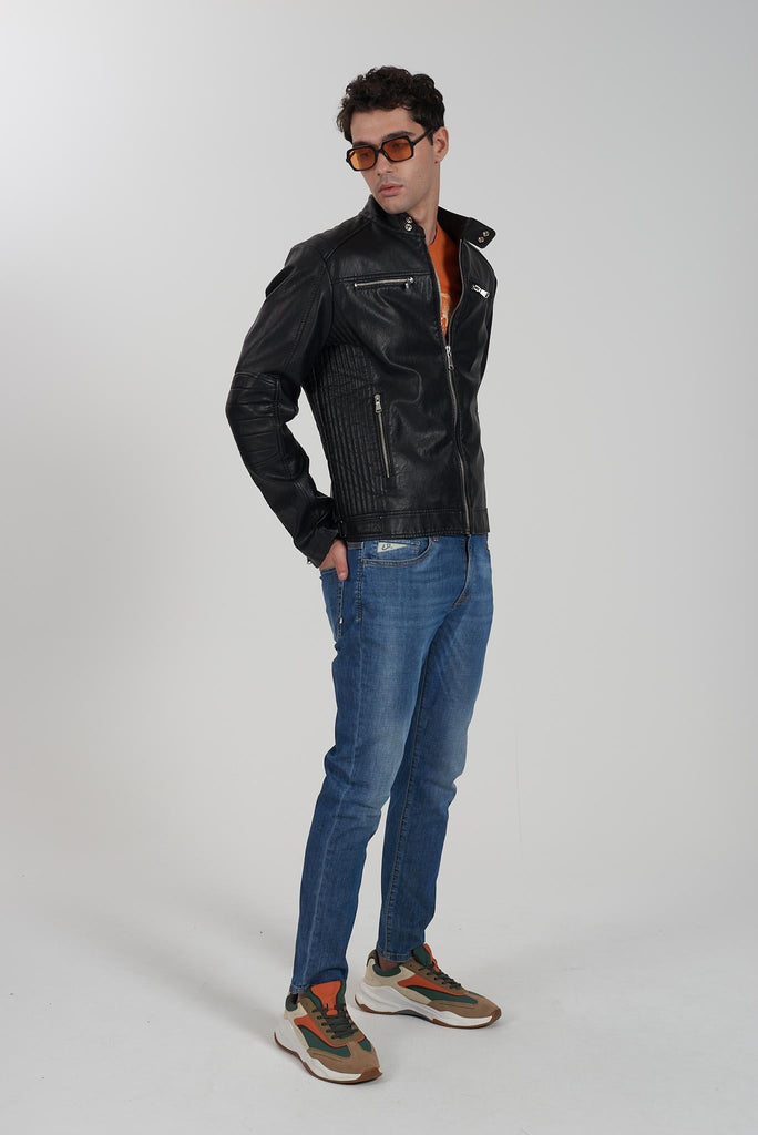YES ZEE GIUBBINO UOMO IN PU TIPO BIKER